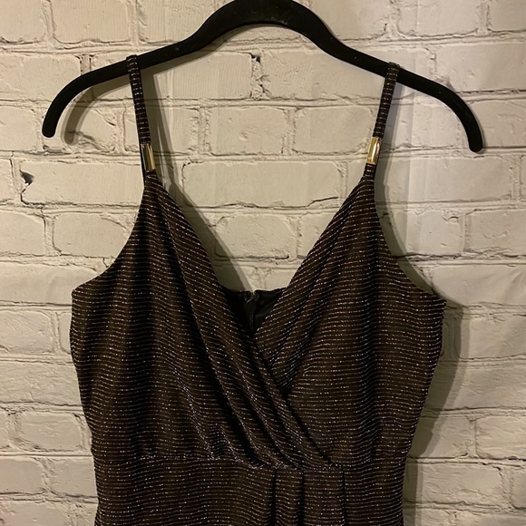 Guess Black With Gold & Silver Metallic Threads Cocktail Dress Size 12 - Picture 2 of 5